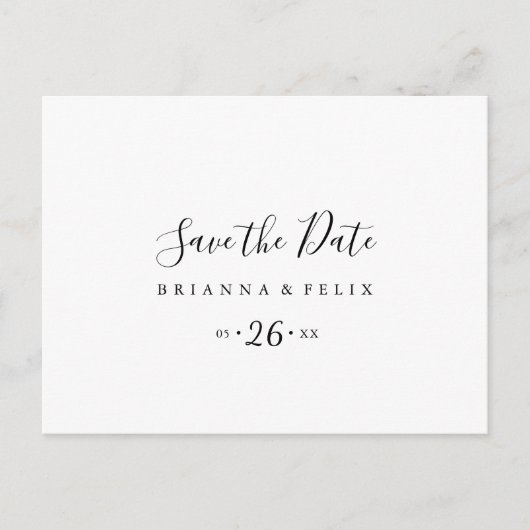Einfach Minimalistisch horizontal Save the Date Postkarte (Vorderseite)