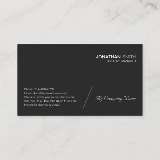 Einfach Minimalistisch, luxuriös, Premium, schwarz Visitenkarte (Rückseite)