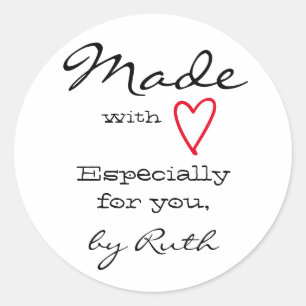 Einfach Minimalistisch Made with Liebe Red Heart S Runder Aufkleber