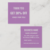 Einfach Minimalistisch Moderne Lila & weiß Rabattkarte (Vorne/Hinten)