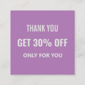 Einfach Minimalistisch Moderne Lila & weiß Rabattkarte (Vorderseite)