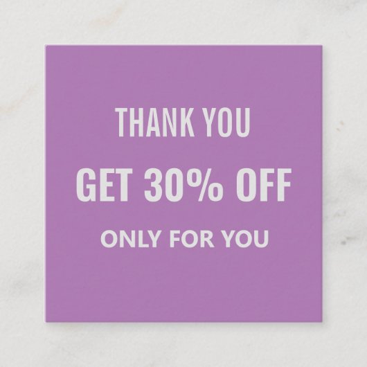 Einfach Minimalistisch Moderne Lila & weiß Rabattkarte (Vorderseite)