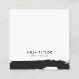 Einfach minimalistisch Moderne Schwarz-Weiß-Kunst  Quadratische Visitenkarte