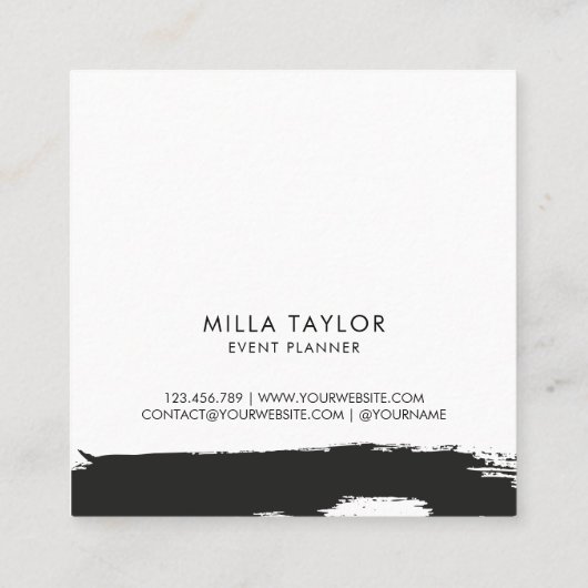 Einfach minimalistisch Moderne Schwarz-Weiß-Kunst  Quadratische Visitenkarte (Rückseite)