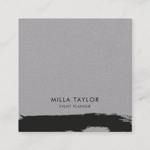 Einfach minimalistisch Moderne Schwarz-Weiß-Pinsel Quadratische Visitenkarte