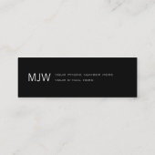 Einfach Minimalistisch Modernes Berufliches Schwar Mini Visitenkarte (Rückseite)