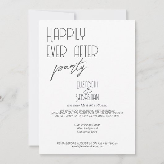 Einfach minimalistisch nach Hochzeitsfeier Einladung (Vorderseite)