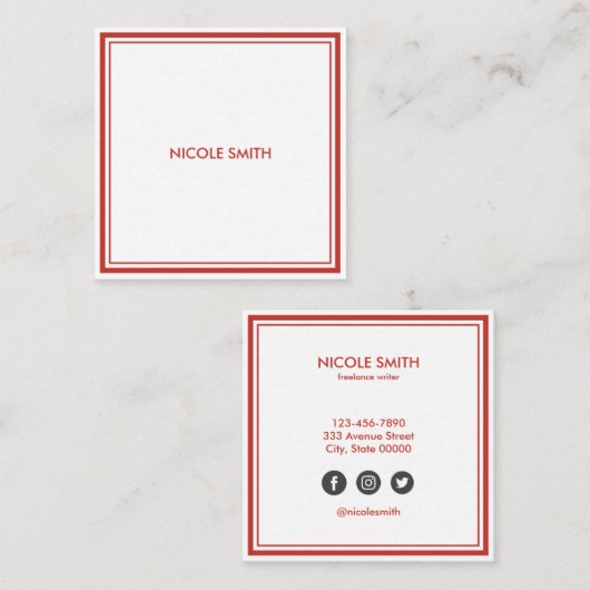 Einfach Minimalistisch Quadratische Visitenkarte (Vorne/Hinten)