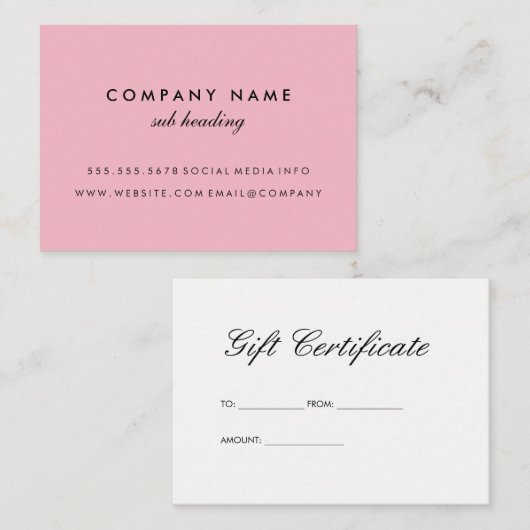 Einfach Minimalistisch rosa Rabattkarte (Vorne/Hinten)