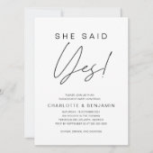 Einfach Minimalistisch, sagte sie Ja-Engagement-Pa Einladung (Vorderseite)