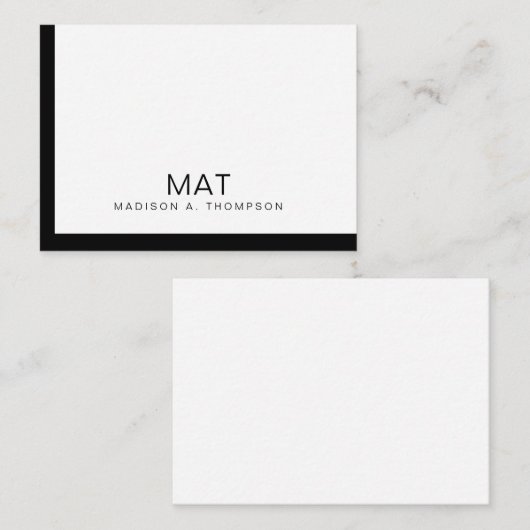 Einfach Minimalistisch Schwarz-weiß Beruflich Mitteilungskarte (Vorne/Hinten)