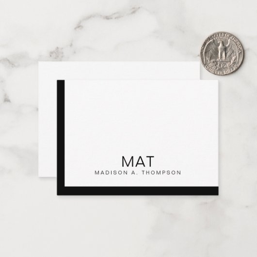 Einfach Minimalistisch Schwarz-weiß Beruflich Mitteilungskarte (Vorderseite/Rückseite Beispiel)