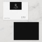 Einfach Minimalistisch Schwarz-weiß Mit Monogramm Mitteilungskarte (Vorne/Hinten)