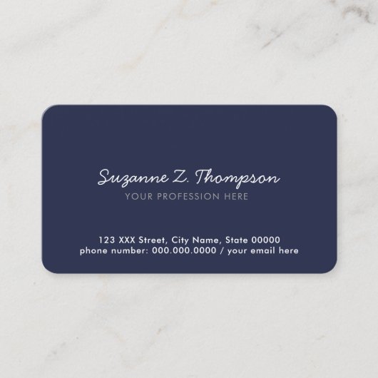 einfach & minimalistisch tiefblau beruflich visitenkarte (Vorderseite)