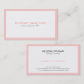 Einfach minimalistisch weiß und leicht rosa Grenze Visitenkarte (Vorne/Hinten)