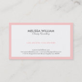 Einfach minimalistisch weiß und leicht rosa Grenze Visitenkarte (Rückseite)