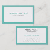 Einfach minimalistisch, weiß und türkisblau visitenkarte (Vorne/Hinten)