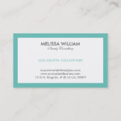 Einfach minimalistisch, weiß und türkisblau visitenkarte (Rückseite)