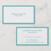 Einfach minimalistisch weiß und türkisfarben Grenz Visitenkarte (Vorne/Hinten)
