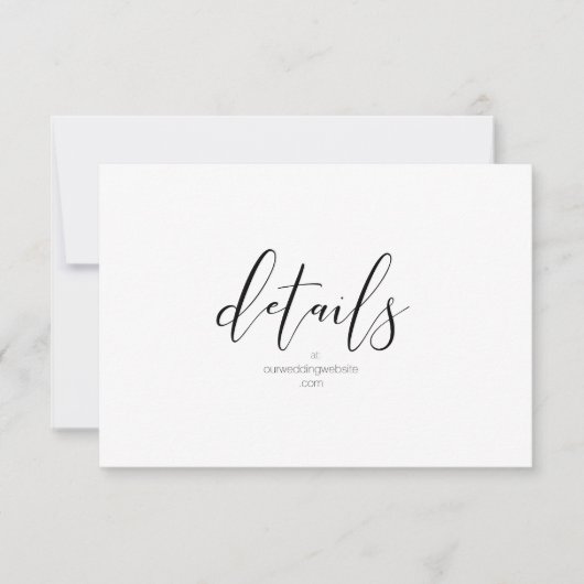 Einfach Minimalistische Hochzeitdetails Schwarz ID (Vorderseite)