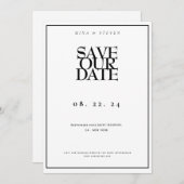 Einfach Minimalistische Schwarz-Weiß-Hochzeit Save The Date (Vorne/Hinten)