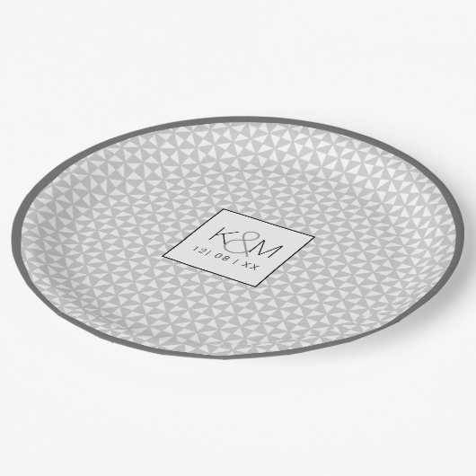 Einfach Minimalistische Wedding Black ID523 Papier Pappteller (Schrägansicht)