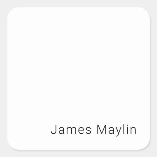 Einfach minimalistischer bearbeitbarer Name oder a Quadratischer Aufkleber (Vorderseite)
