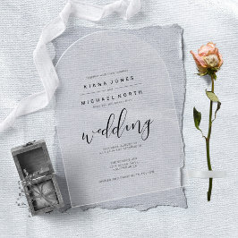 Einfach Minimalistischer Hochzeitschwarz-Akrylboge Acryleinladungen
