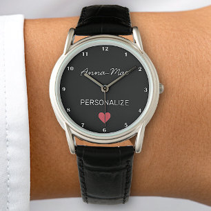 Einfach Minimalistischer Individuelle Name Rotes H Armbanduhr