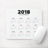 Einfach Minimalistischer Kalender 2018 | Mousepad (Mit Mouse)