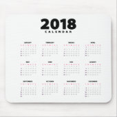 Einfach Minimalistischer Kalender 2018 | Mousepad (Vorne)