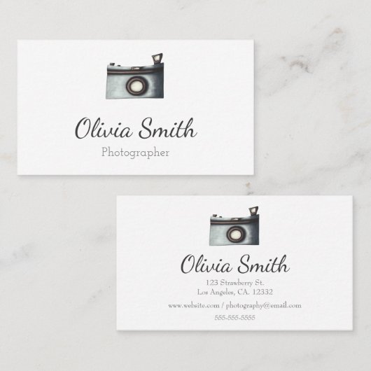 Einfach Minimalistischer Kamerahograf Visitenkarte (Vorne/Hinten)