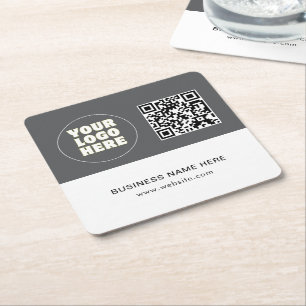 Einfach Minimalistischer Logo-Text und QR-Code Rechteckiger Pappuntersetzer