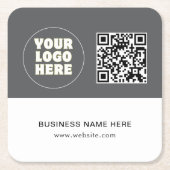 Einfach Minimalistischer Logo-Text und QR-Code Rechteckiger Pappuntersetzer (Vorderseite)