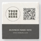Einfach Minimalistischer Logo-Text und QR-Code Steinuntersetzer (Vorderseite)