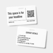 Einfach Minimalistischer QR-Code Beruflich Ausweis (Vorder- & Rückseite)