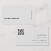 Einfach Minimalistischer QR Code Gray Modernster S Visitenkarte (Vorne/Hinten)