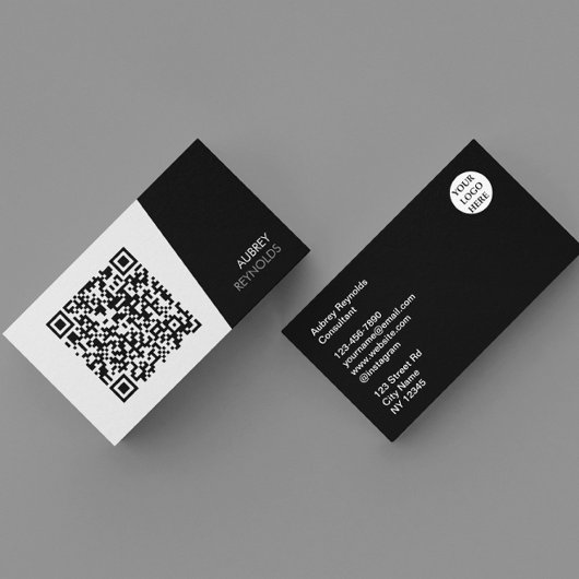 Einfach Minimalistischer QR-Code Schwarzweiß Visitenkarte