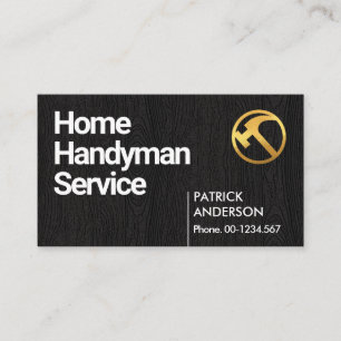 Einfach Minimalistischer Schwarzholz-Handyman Visitenkarte