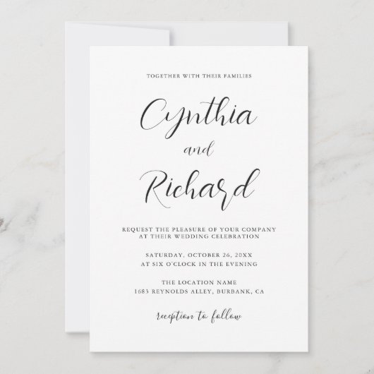 Einfach Minimalistischer Stil mit Foto Hochzeit Einladung (Vorderseite)