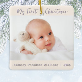 Einfach Minimalistisches Baby's First Christmas Keramikornament