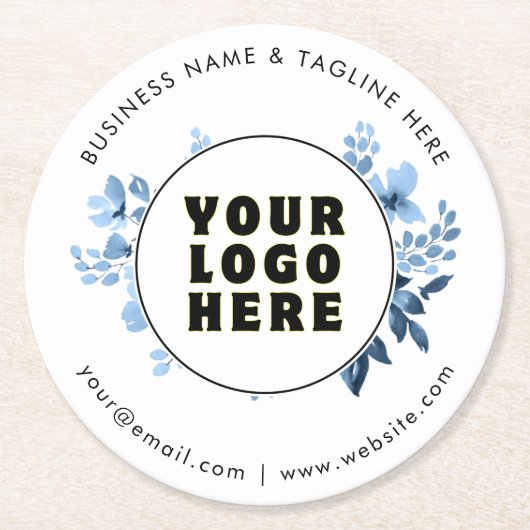 Einfach Minimalistisches Logo und Text Runder Pappuntersetzer (Vorderseite)