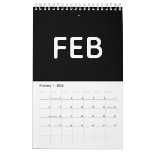 Einfach minimalistisches Schwarz-Weiß-Design Kalender
