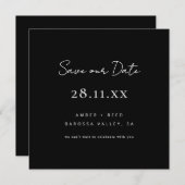 Einfach Minimalistisches Schwarz/Weiß-Quadrat Save The Date (Vorne/Hinten)