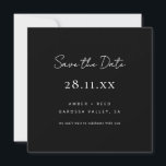 Einfach Minimalistisches Schwarz/Weiß-Quadrat Save The Date<br><div class="desc">Kann vollständig an Ihre Bedürfnisse angepasst werden, um Ihren Anzug zu erfüllen. © Gorjo Designs. Made for you via Zazzle Plattform. // Sie suchen passende Artikel? Andere Schreibwaren aus dem Set, die im Bereich "Sammlungen" meines Ladens erhältlich sind. // Benötigen Sie Hilfe bei der Anpassung Ihres Designs? Andere Ideen got?...</div>