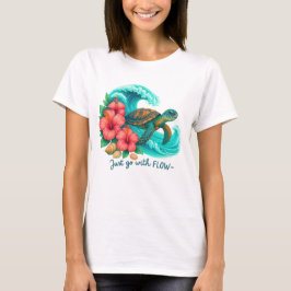 EINFACH MIT DEM STROM GEHEN SCHILDKRÖTE WELLEN BLU T-Shirt