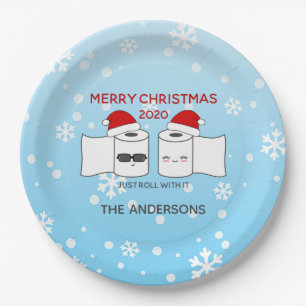 Einfach mit dem Toilettenpapier rollen Funny Covid Pappteller