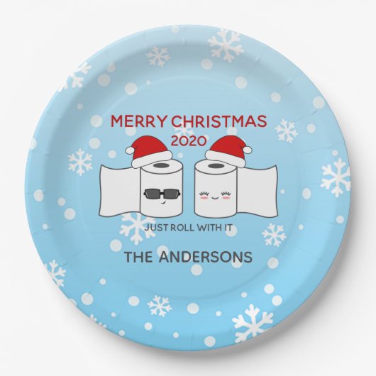 Einfach mit dem Toilettenpapier rollen Funny Covid Pappteller (Vorderseite)