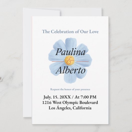 Einfach mit einer schönen Blume Hochzeit Einladung (Vorderseite)