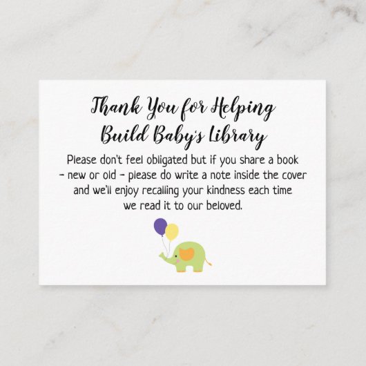 Einfach mit Elephant Book Request Insert Cards (Rückseite)